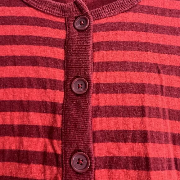 Marine Layer Pajama Women Small Red Striped One Piece Jumpsuit Henley Holiday - Picture 7 of 16